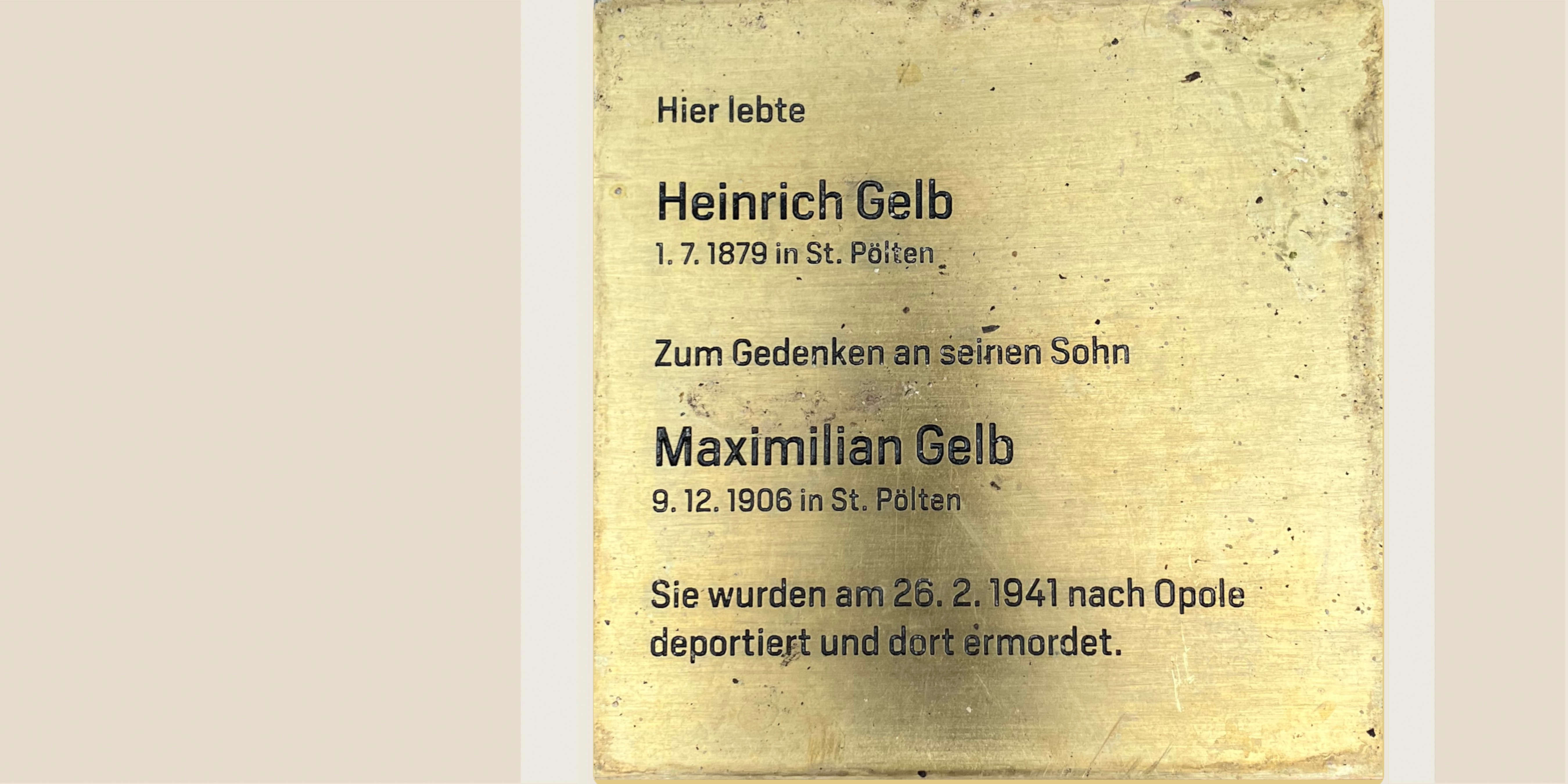 Stein der Erinnerung für Heinrich und Maximilian Gelb