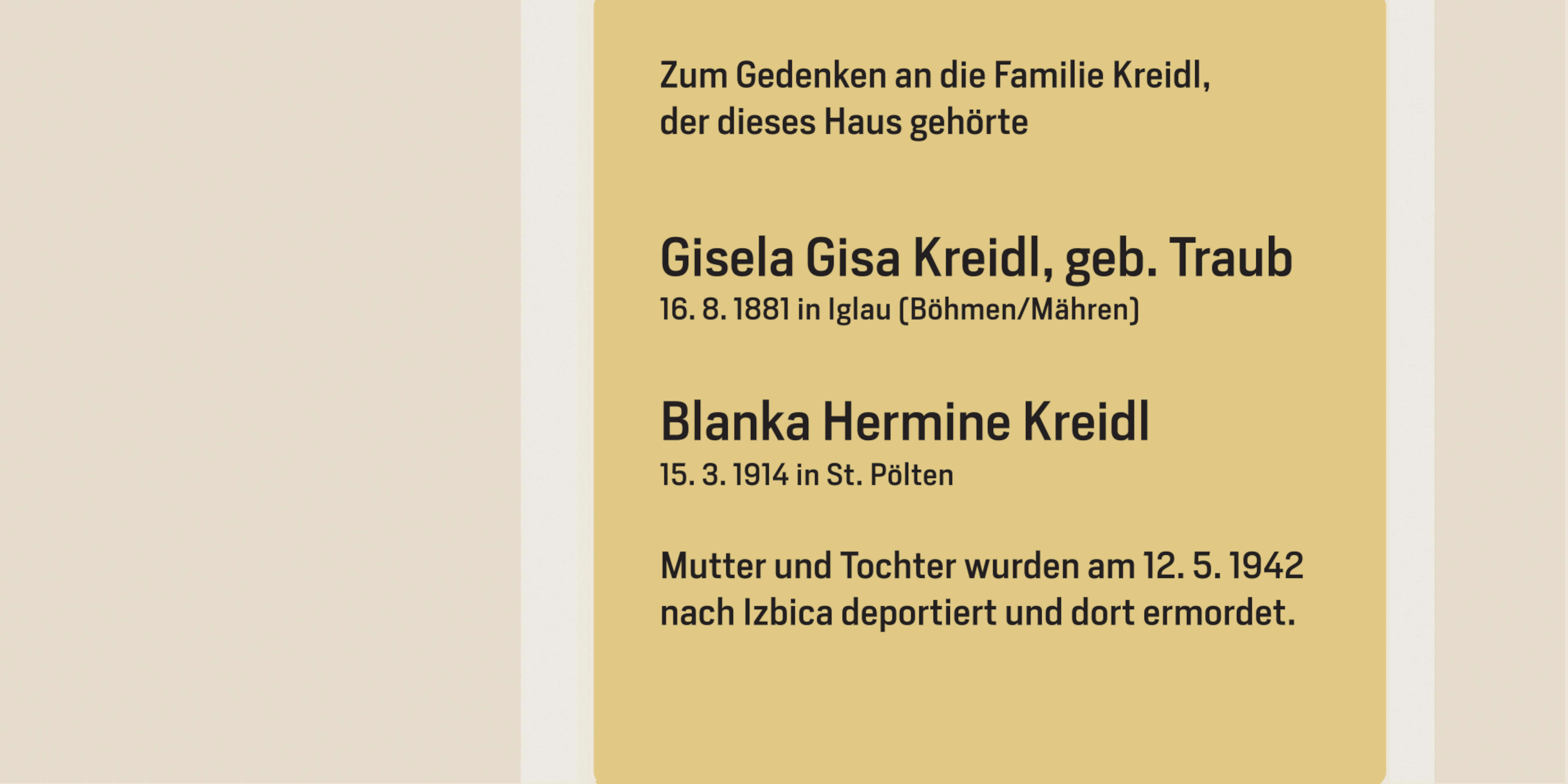 Stein der Erinnerung für Gisela und Blanka Kreidl