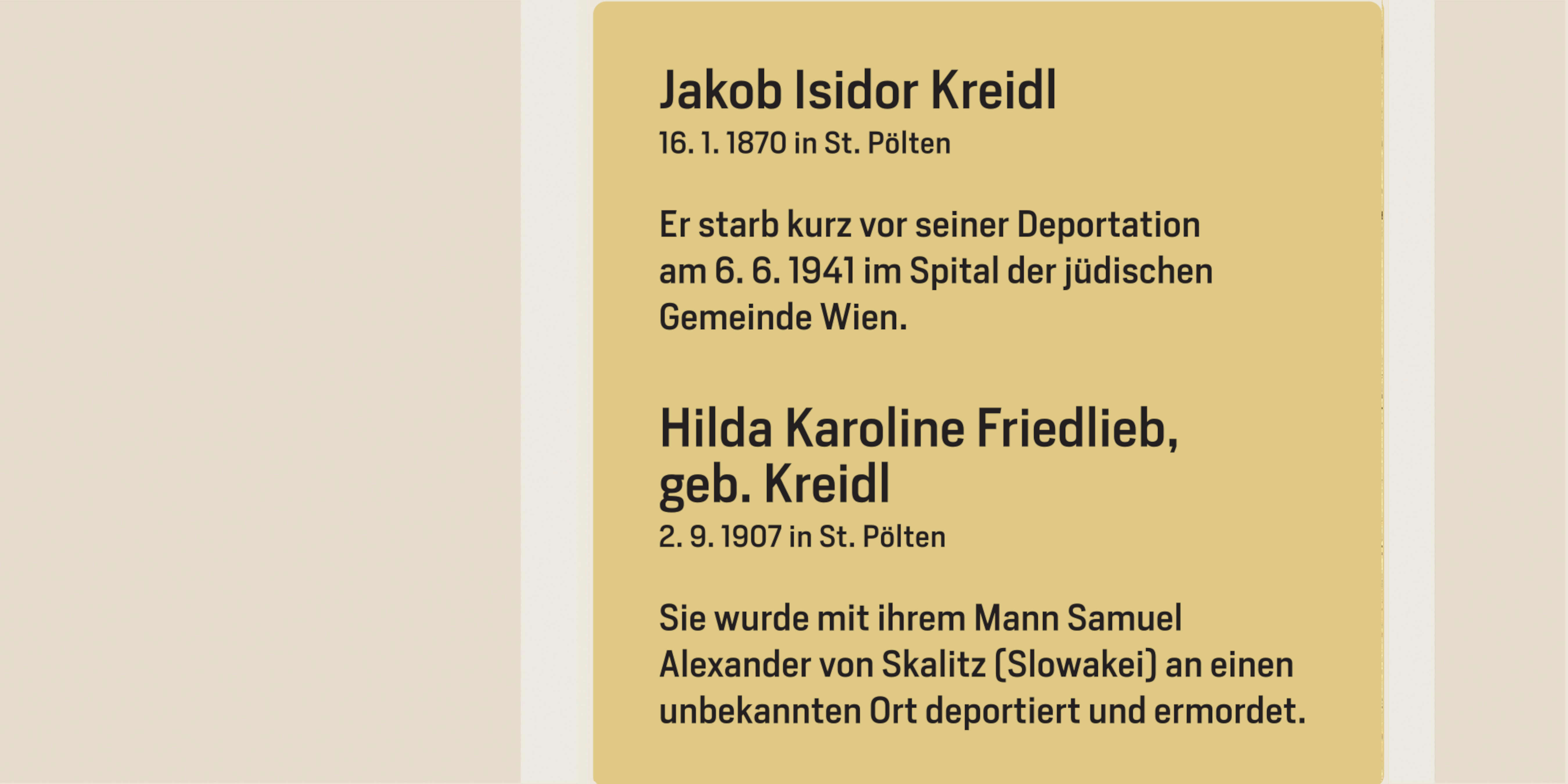 Stein der Erinnerung für Jakob Kreidl und Hilda Friedlieb